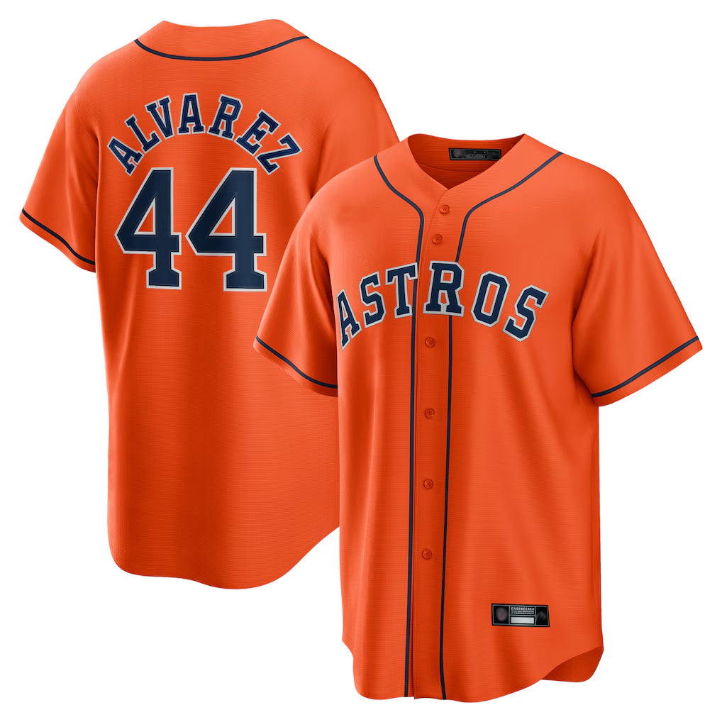 Yuxns H.Astros #44 Yordan Alvarez Player Orange Home Game Stitched Jerseys