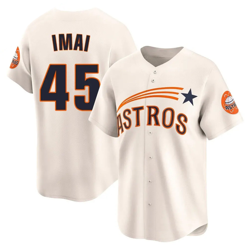 Yuxns H.Astros #45 Tatsuya Imai Player Cream Throwback Cooperstown Collection Limited Stitched Jerseys
