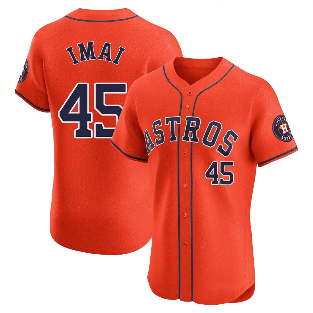 Yuxns H.Astros #45 Tatsuya Imai Player Orange Home Limited Elite Stitched Jerseys
