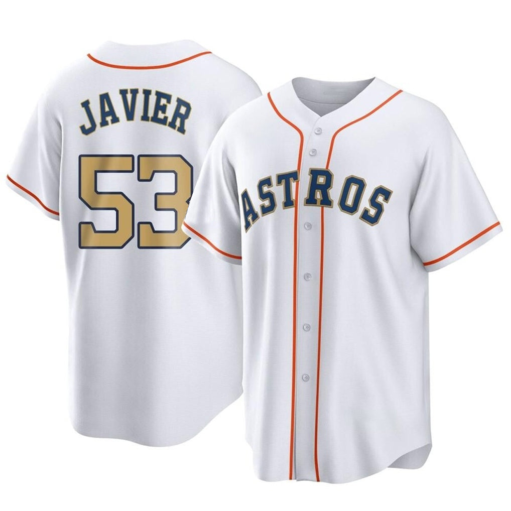 Yuxns H.Astros #53 Cristian Javier Player Gold Collection Game Home Stitched Jerseys