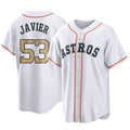 Yuxns H.Astros #53 Cristian Javier Player Gold Collection Game Home Stitched Jerseys