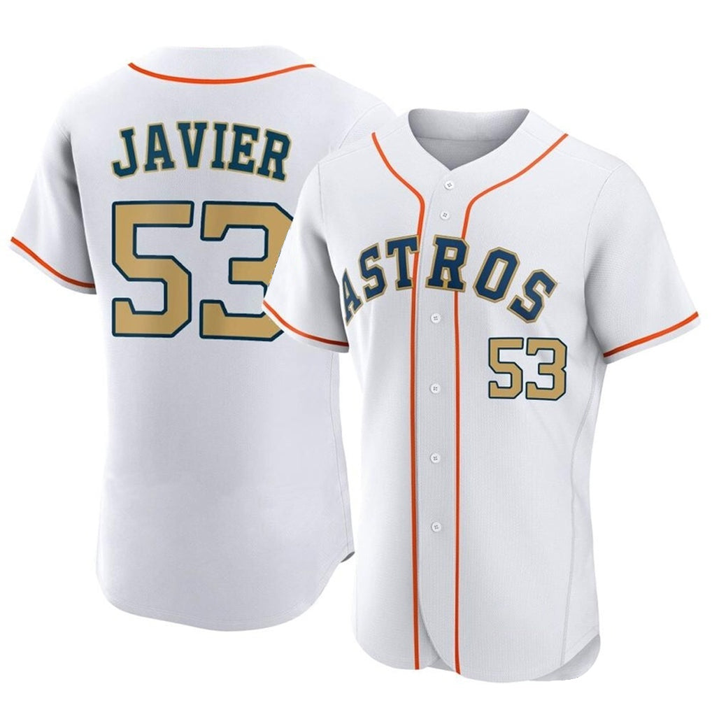 Yuxns H.Astros #53 Cristian Javier Player Gold Collection Limited Elite Home Stitched Jerseys