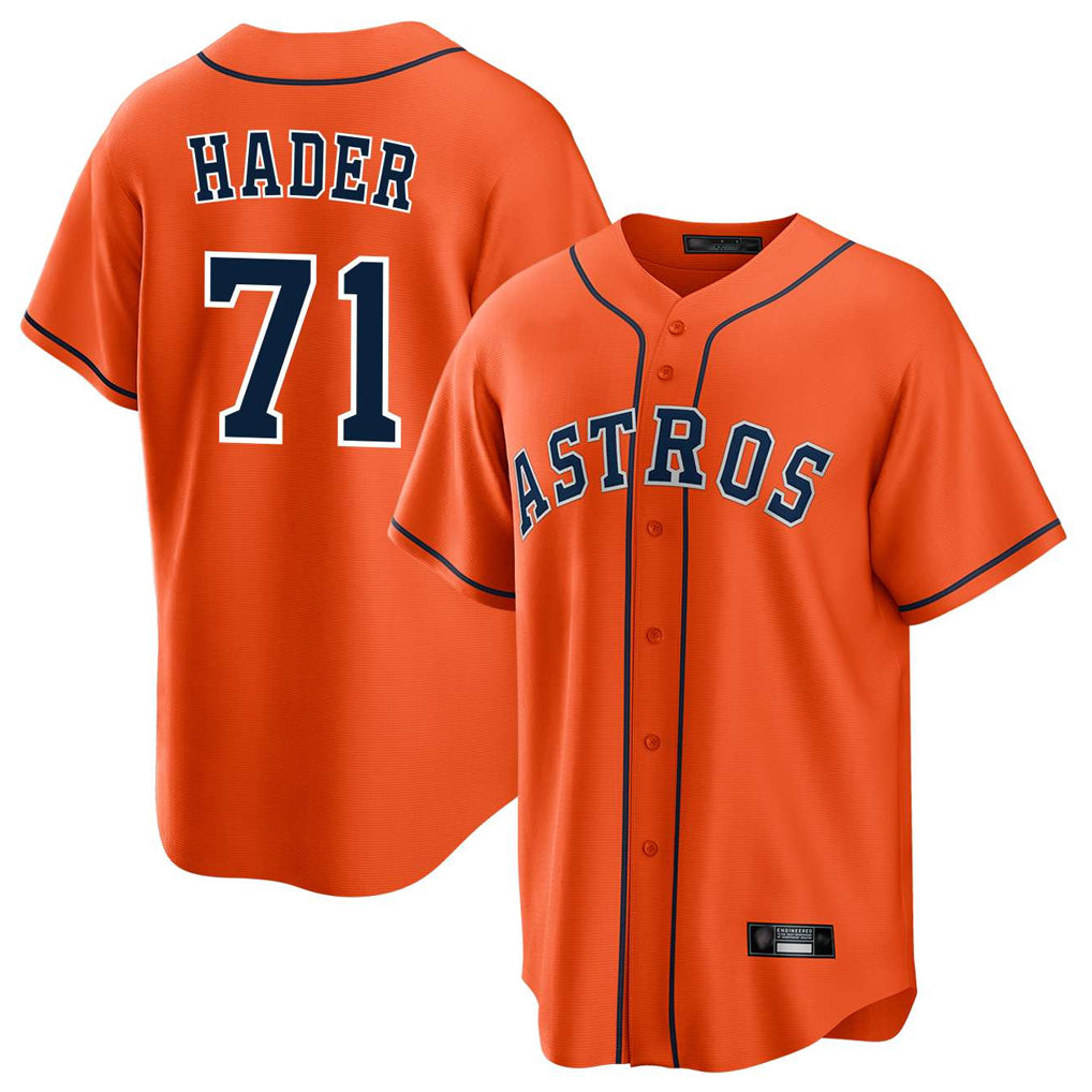 Yuxns H.Astros #71 Josh Hader Player Orange Home Game Stitched Jerseys