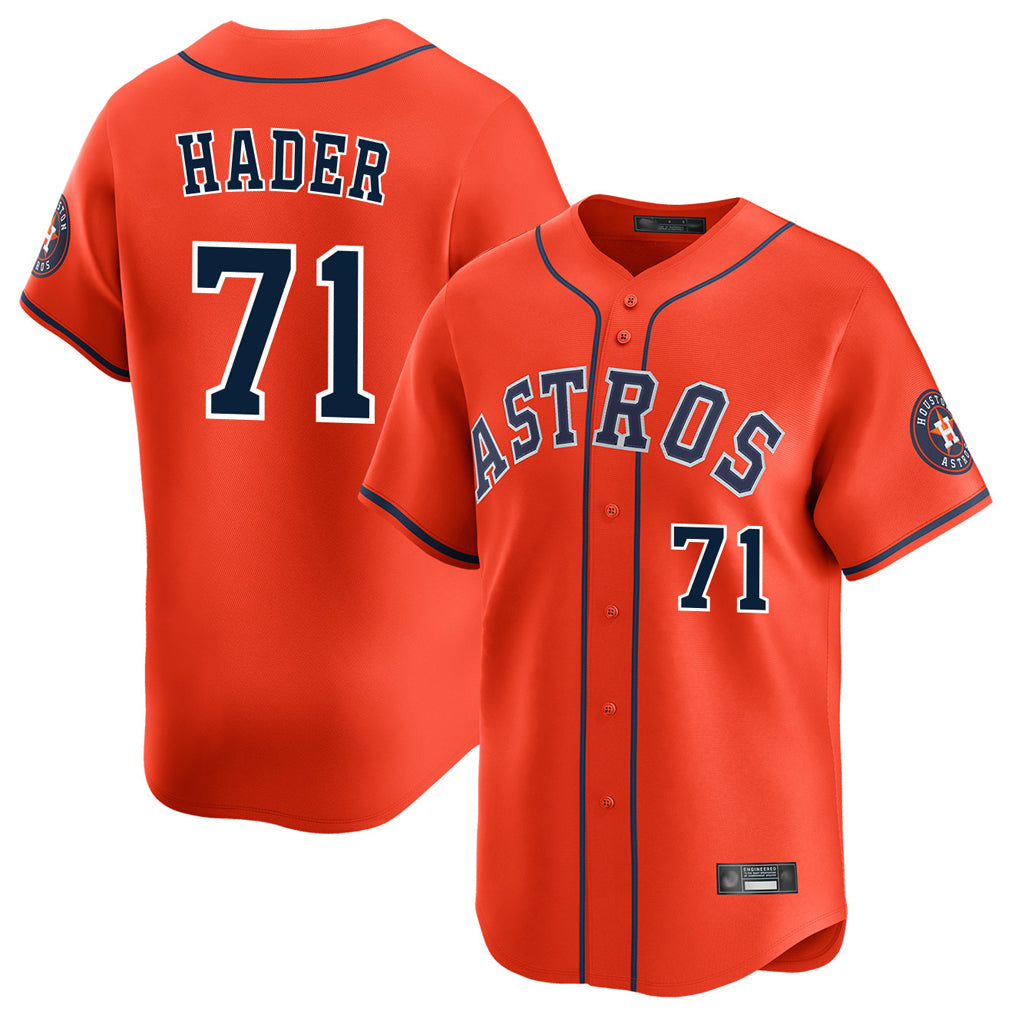 Yuxns H.Astros #71 Josh Hader Player Orange Home Limited Stitched Jerseys