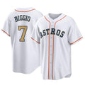 Yuxns H.Astros #7 Craig Biggio Player Gold Collection Game Home Stitched Jerseys