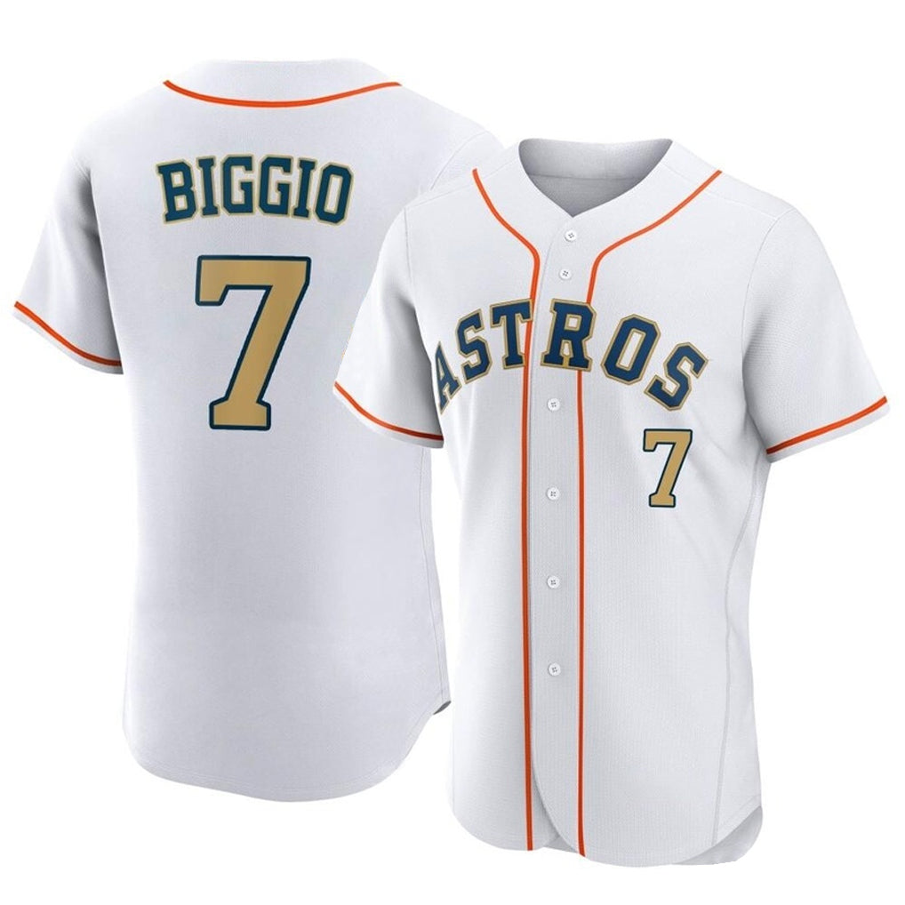 Yuxns H.Astros #7 Craig Biggio Player Gold Collection Limited Elite Home Stitched Jerseys