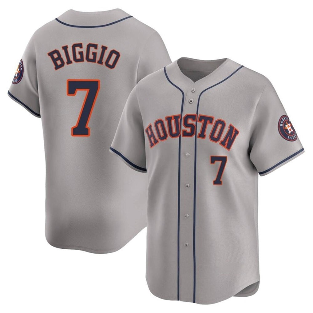 Yuxns H.Astros #7 Craig Biggio Player Gray Home Limited Stitched Jerseys