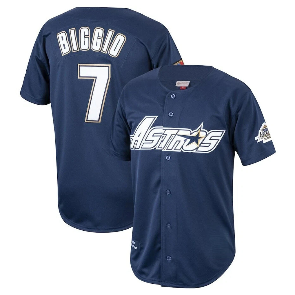 Yuxns H.Astros #7 Craig Biggio Player Navy Mitchell & Ness Cooperstown Collection 1994 Limited Stitched Jerseys