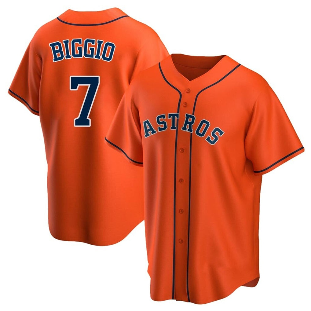 Yuxns H.Astros #7 Craig Biggio Player Orange Home Game Stitched Jerseys