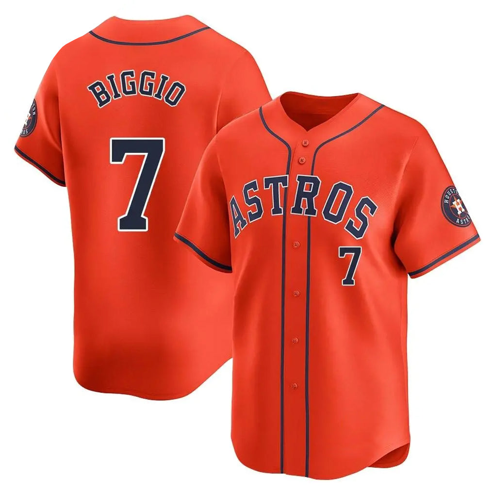 Yuxns H.Astros #7 Craig Biggio Player Orange Home Limited Stitched Jerseys