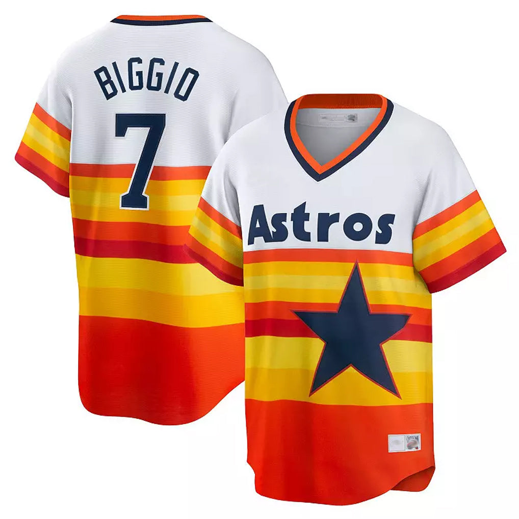 Yuxns H.Astros #7 Craig Biggio Player Rainbow Cooperstown Collection T-shirt Stitched Jerseys