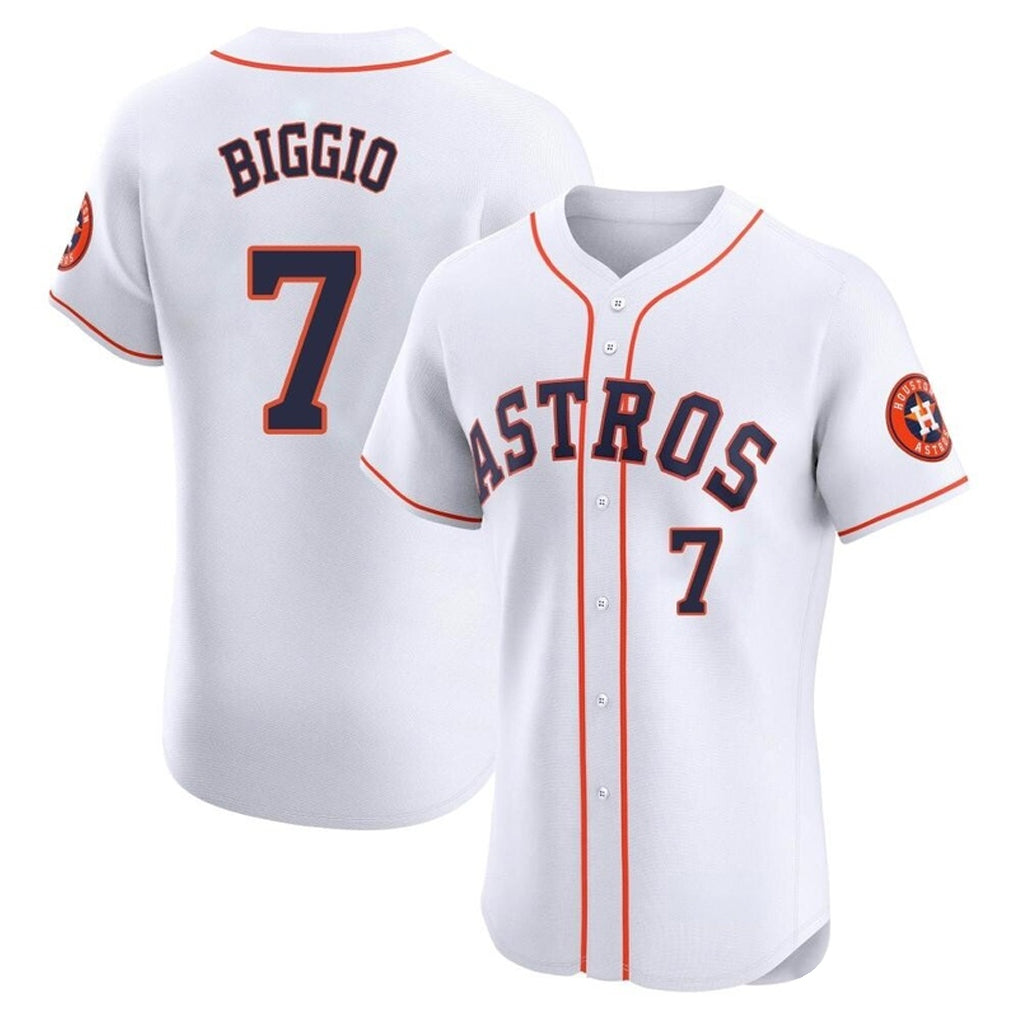 Yuxns H.Astros #7 Craig Biggio Player White Limited Elite Home Stitched Jerseys