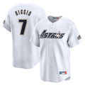 Yuxns H.Astros #7 Craig Biggio Player White Throwback Cooperstown Collection Limited Stitched Jerseys