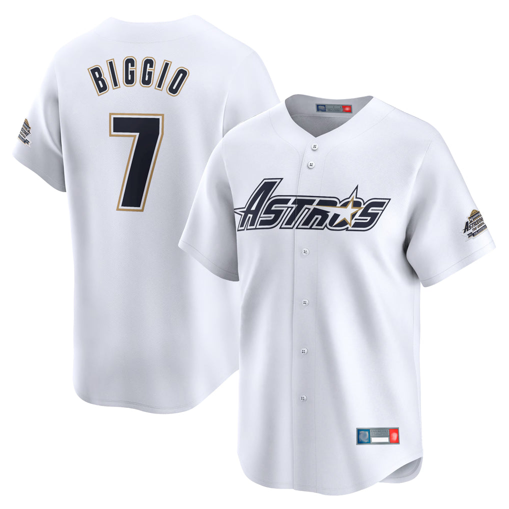 Yuxns H.Astros #7 Craig Biggio Player White Throwback Cooperstown Collection Limited Stitched Jerseys