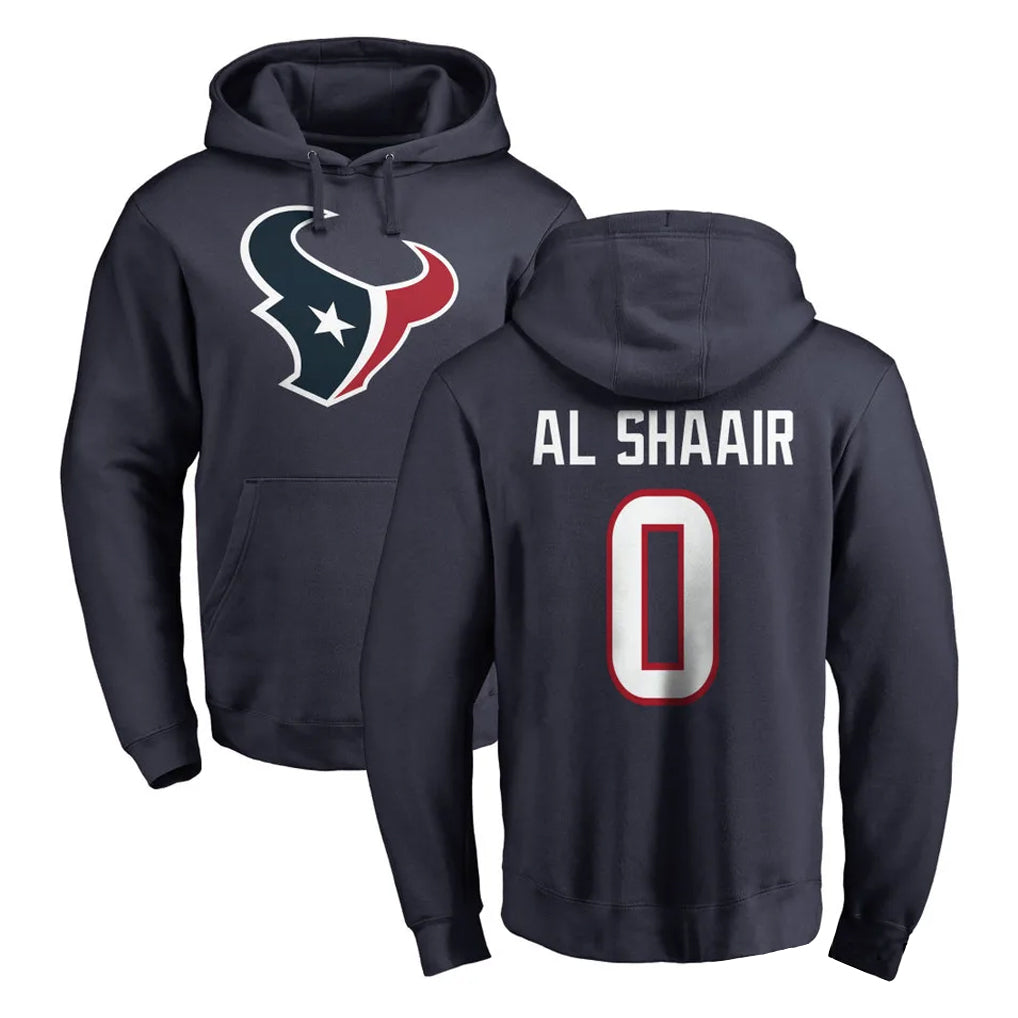 Yuxns H.Texans #0 Azeez Al-Shaair Player Navy Pro Line Pullover Hoodie Limited Game Stitched Jerseys