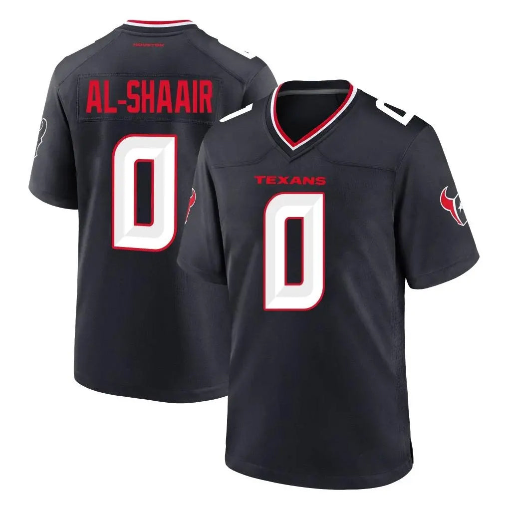 Yuxns H.Texans #0 Azeez Al-Shaair Player Navy Team Home Game Stitched Jerseys