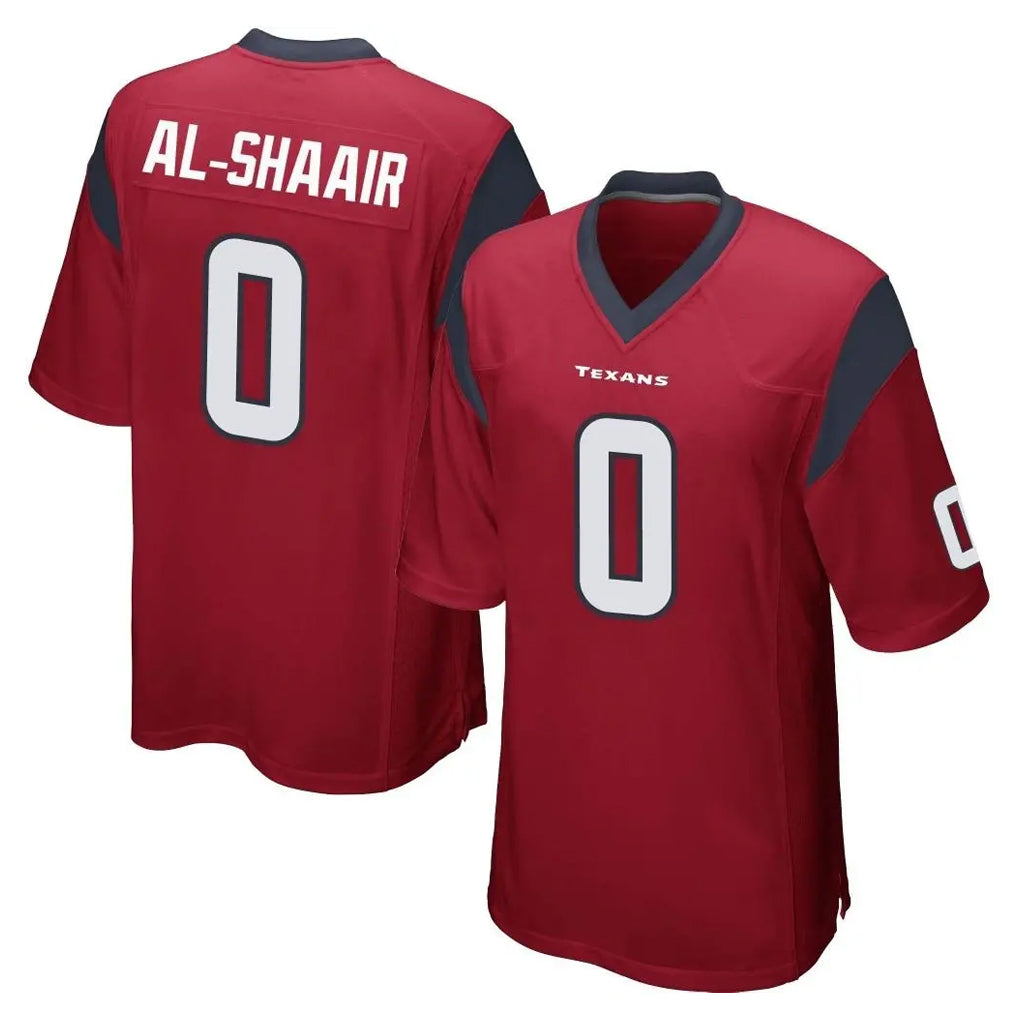 Yuxns H.Texans #0 Azeez Al-Shaair Player Red Home Game Stitched Jerseys