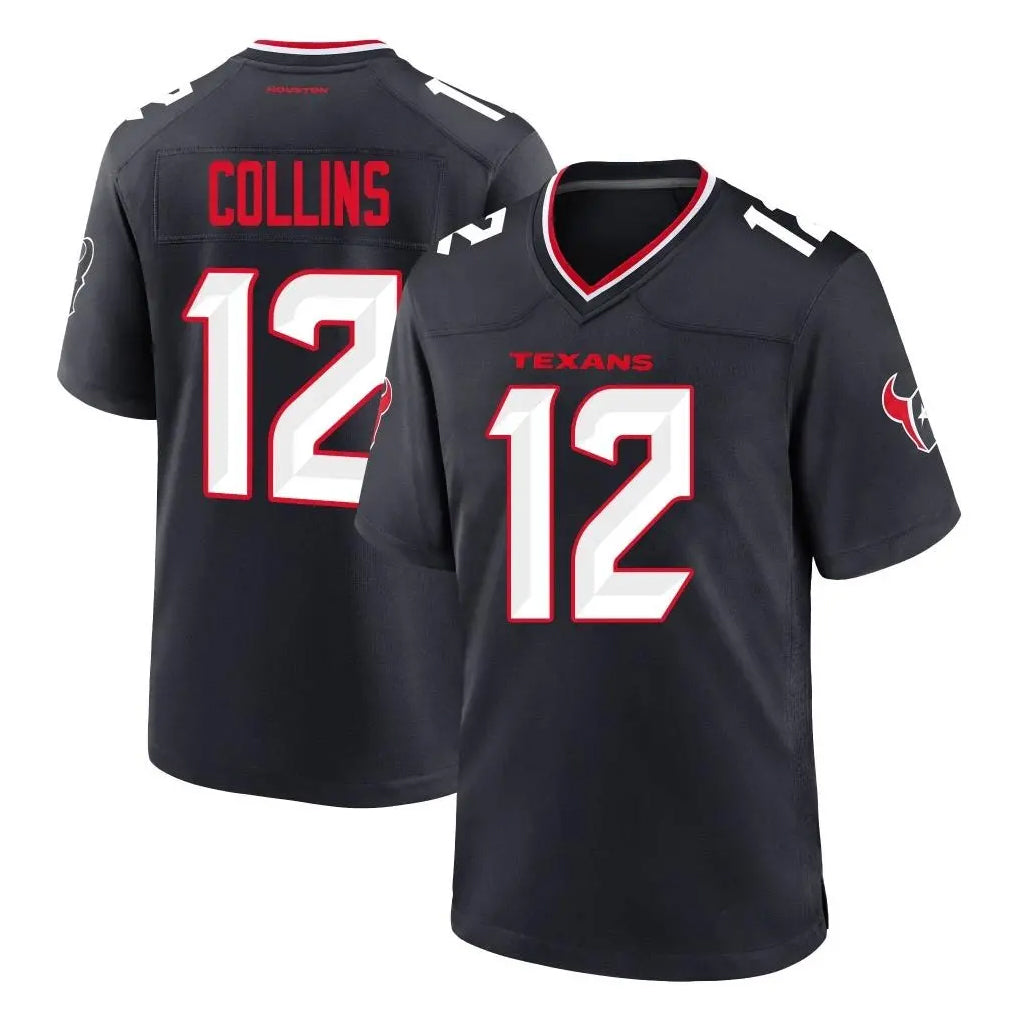 Yuxns H.Texans #12 Nico Collins Player Navy Team Home Game Stitched Jerseys