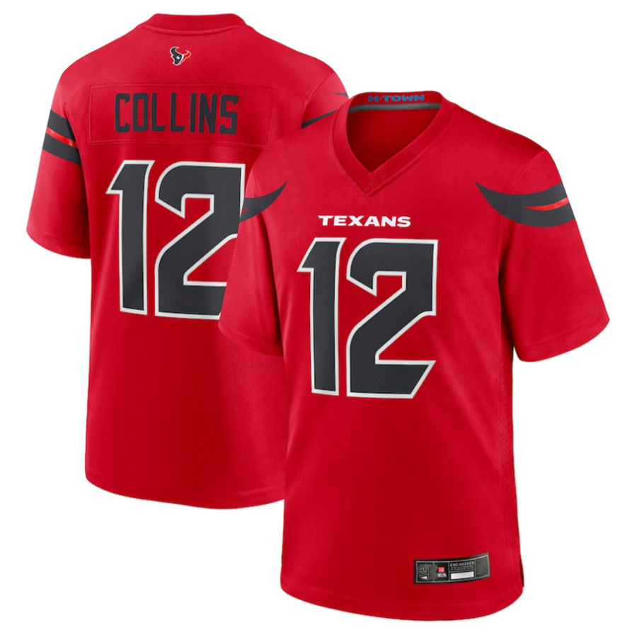 Yuxns H.Texans #12 Nico Collins Player Red Game Stitched Jerseys