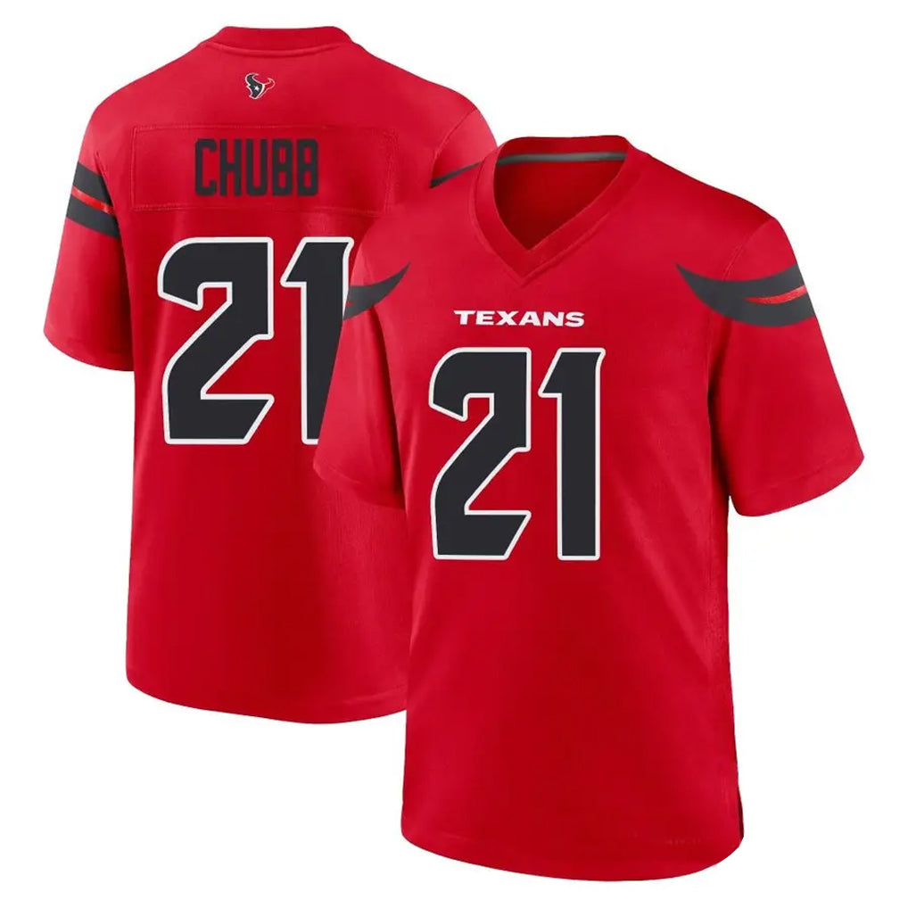 Yuxns H.Texans #21 Nick Chubb Player Red Home Game Stitched Jerseys