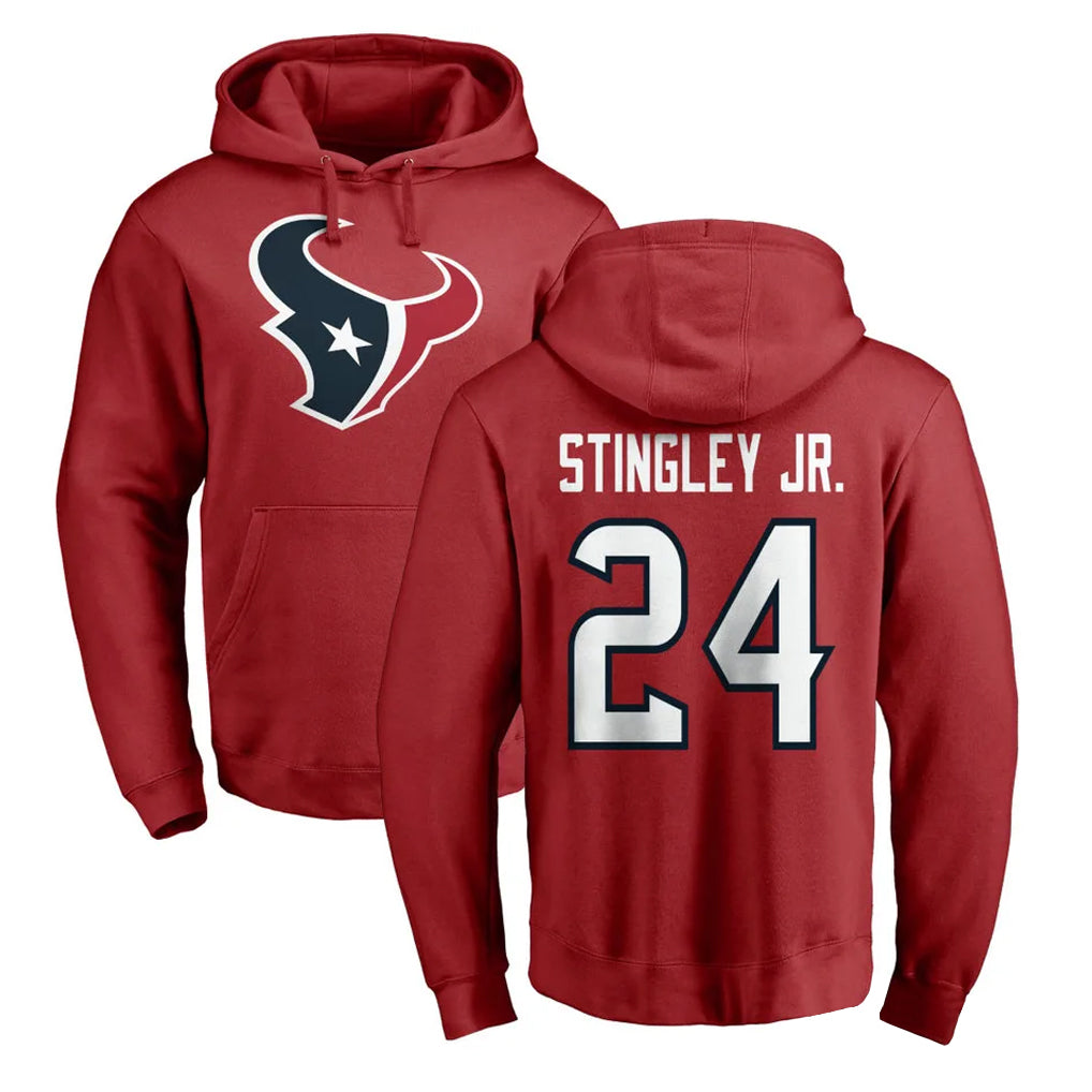 Yuxns H.Texans #24 Derek Stingley Jr. Player Red Pro Line Pullover Hoodie Limited Game Stitched Jerseys