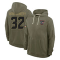 Yuxns H.Texans #32 David Montgomery Player Olive Salute to Service Pullover Hoodies Limited Stitched Jerseys