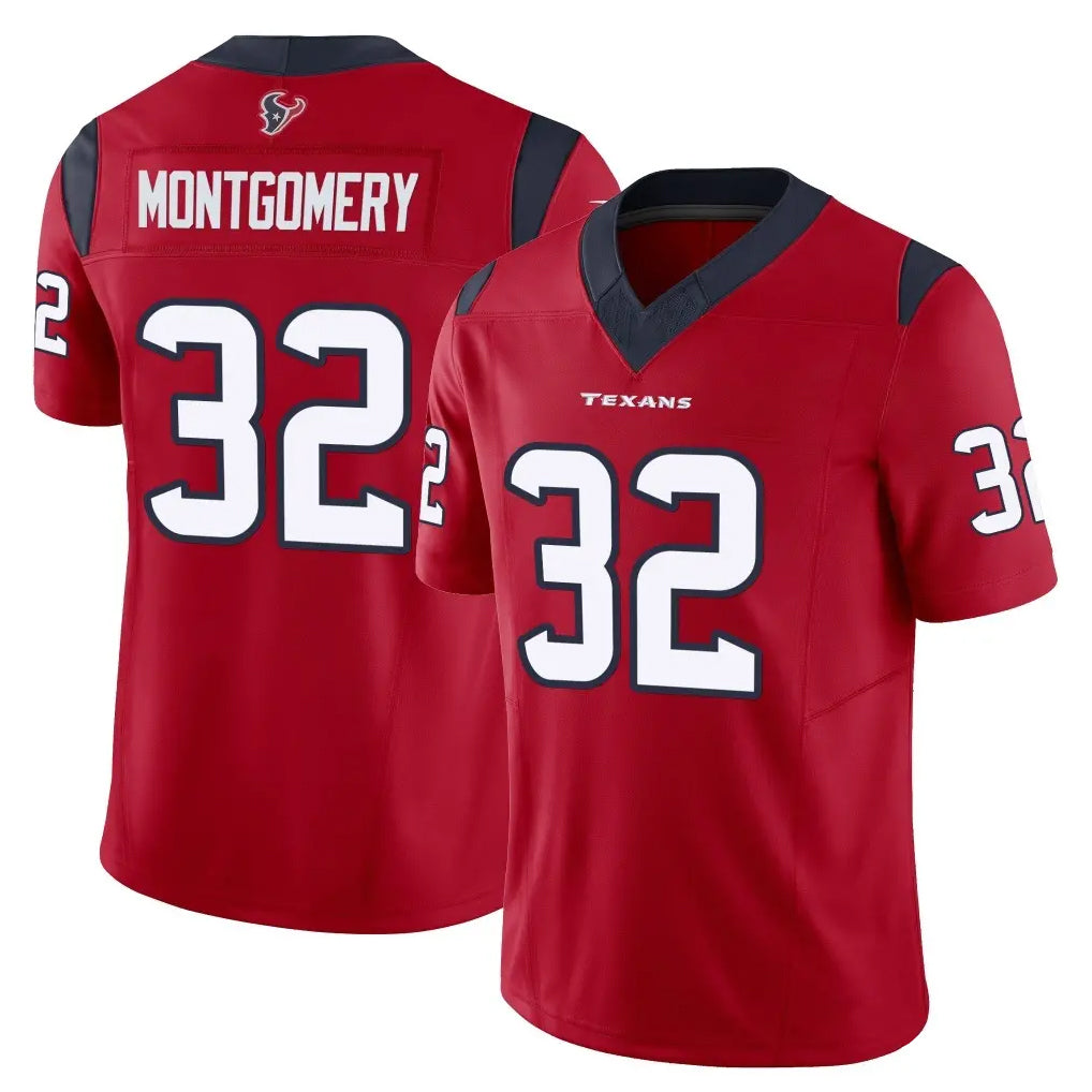 Yuxns H.Texans #32 David Montgomery Player Red Limited Vapor F.U.S.E. Home Game Stitched Jerseys