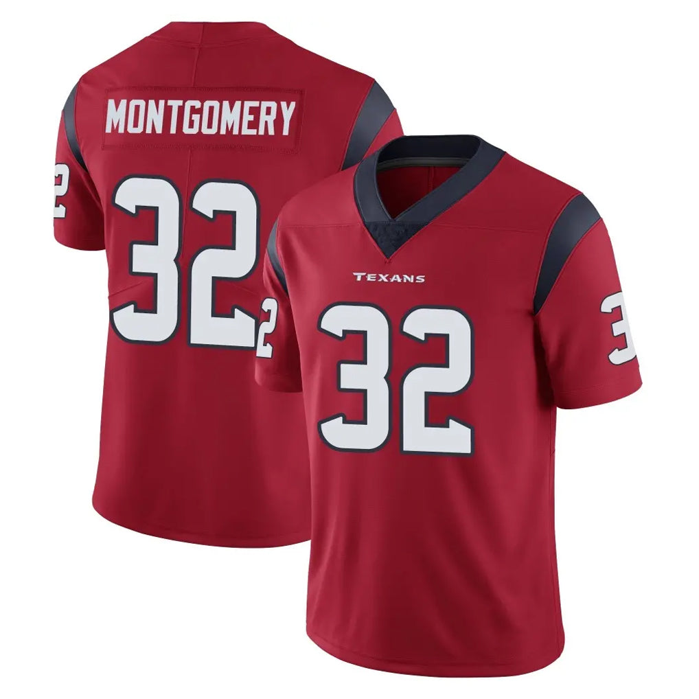 Yuxns H.Texans #32 David Montgomery Player Red Limited Vapor Untouchable Home Game Stitched Jerseys