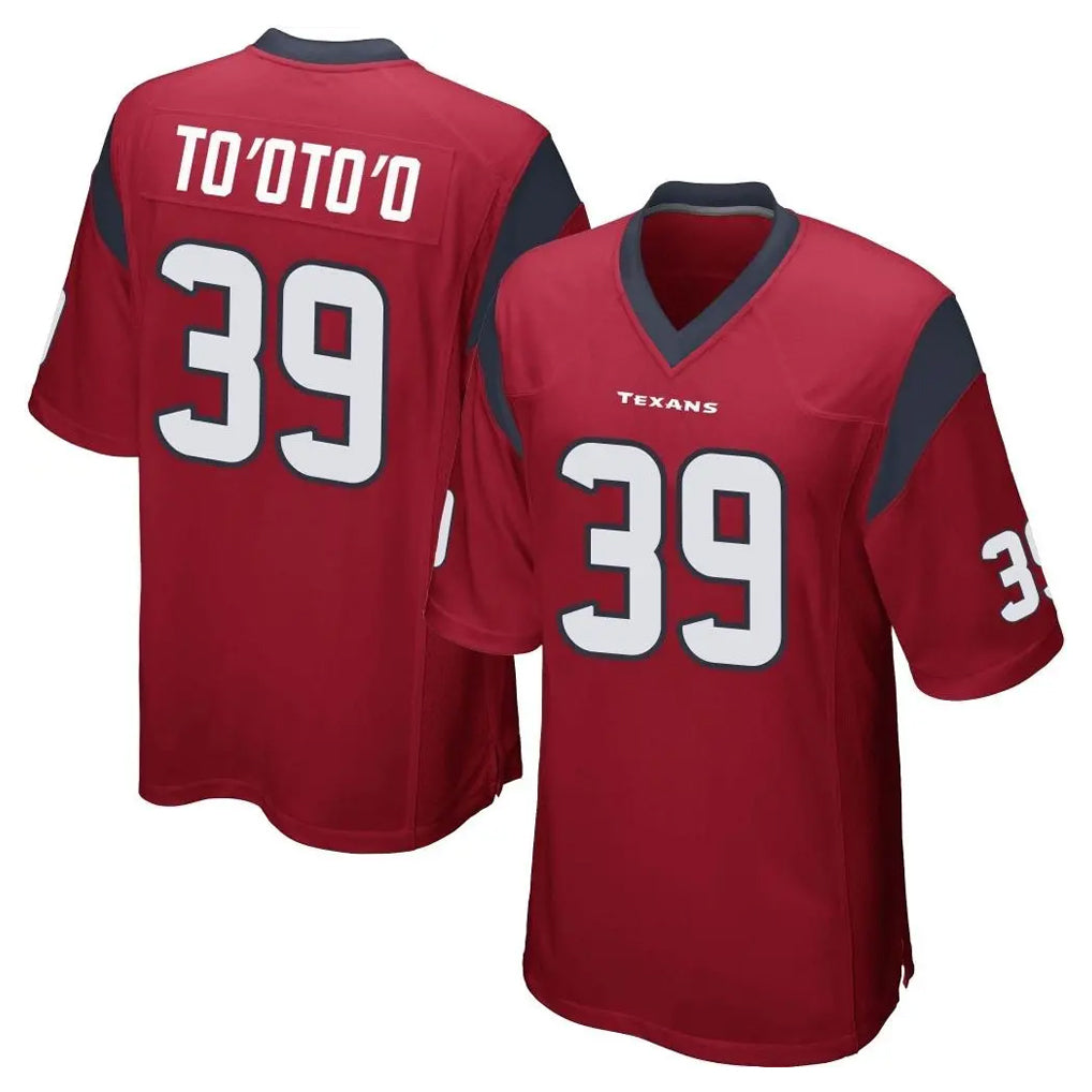 Yuxns H.Texans #39 Henry To'oTo'o Player Red Home Game Stitched Jerseys