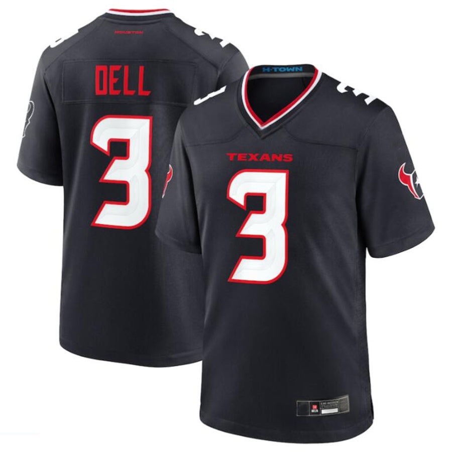 Yuxns H.Texans #3 Tank Dell Navy Game Jersey American Stitched Jerseys