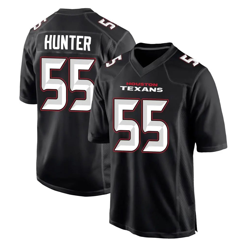 Yuxns H.Texans #55 Danielle Hunter Player Carbon Black Fashion Home Game Stitched Jerseys
