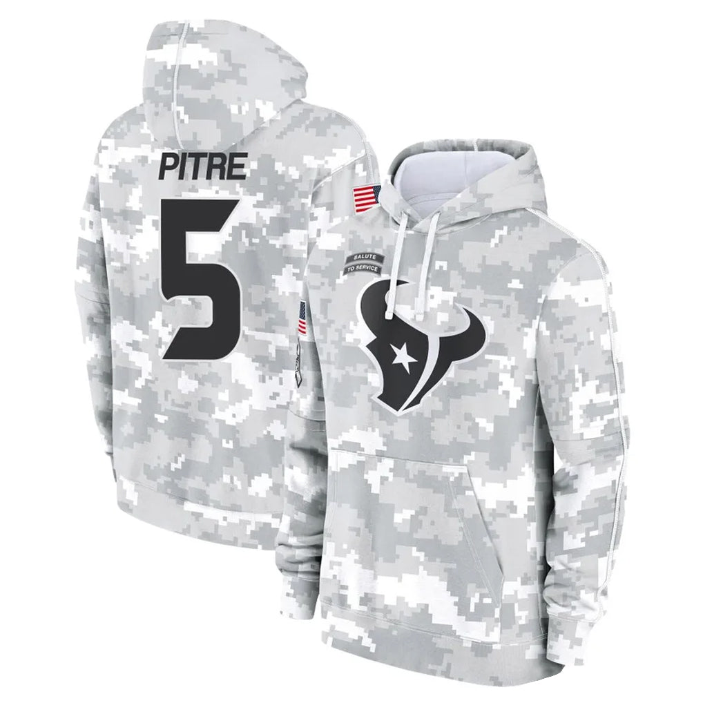 Yuxns H.Texans #5 Jalen Pitre Player Arctic Camo Salute to Service Hoodies Limited Game Stitched Jerseys