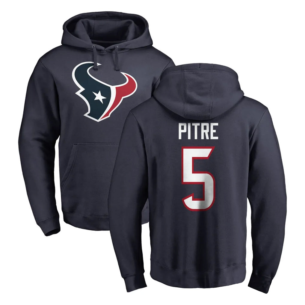 Yuxns H.Texans #5 Jalen Pitre Player Navy Pro Line Pullover Hoodie Limited Game Stitched Jerseys