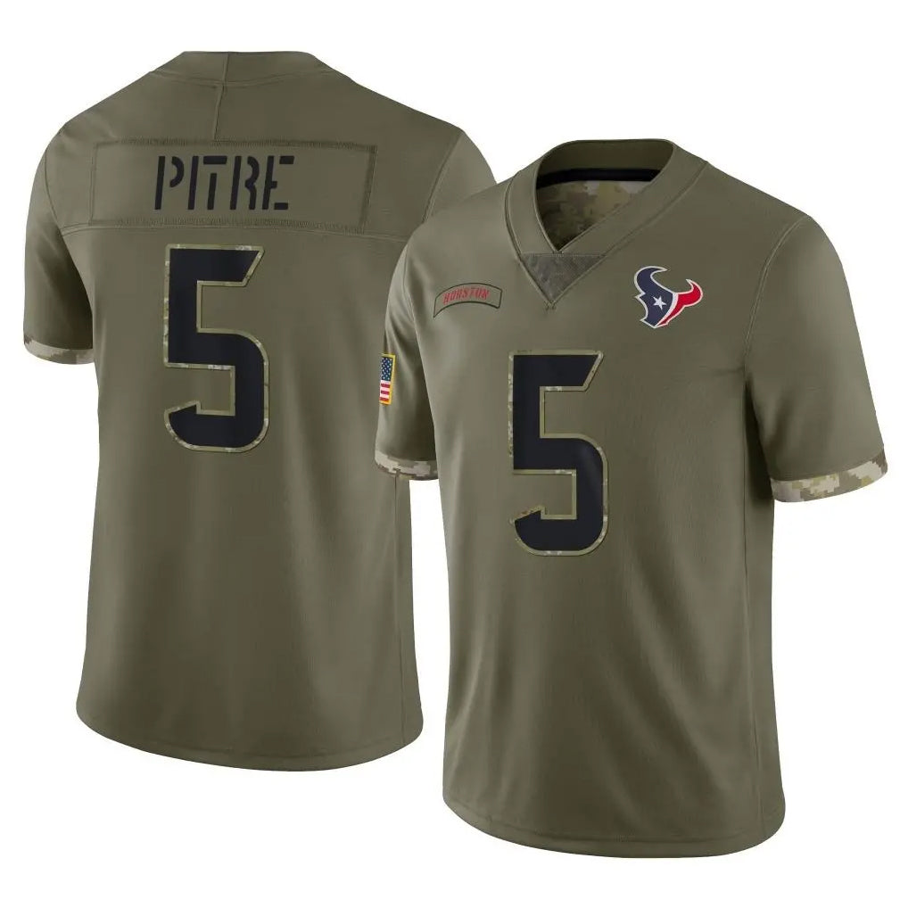 Yuxns H.Texans #5 Jalen Pitre Player Olive Salute To Service Limited Stitched Jerseys