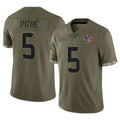 Yuxns H.Texans #5 Jalen Pitre Player Olive Salute To Service Limited Stitched Jerseys