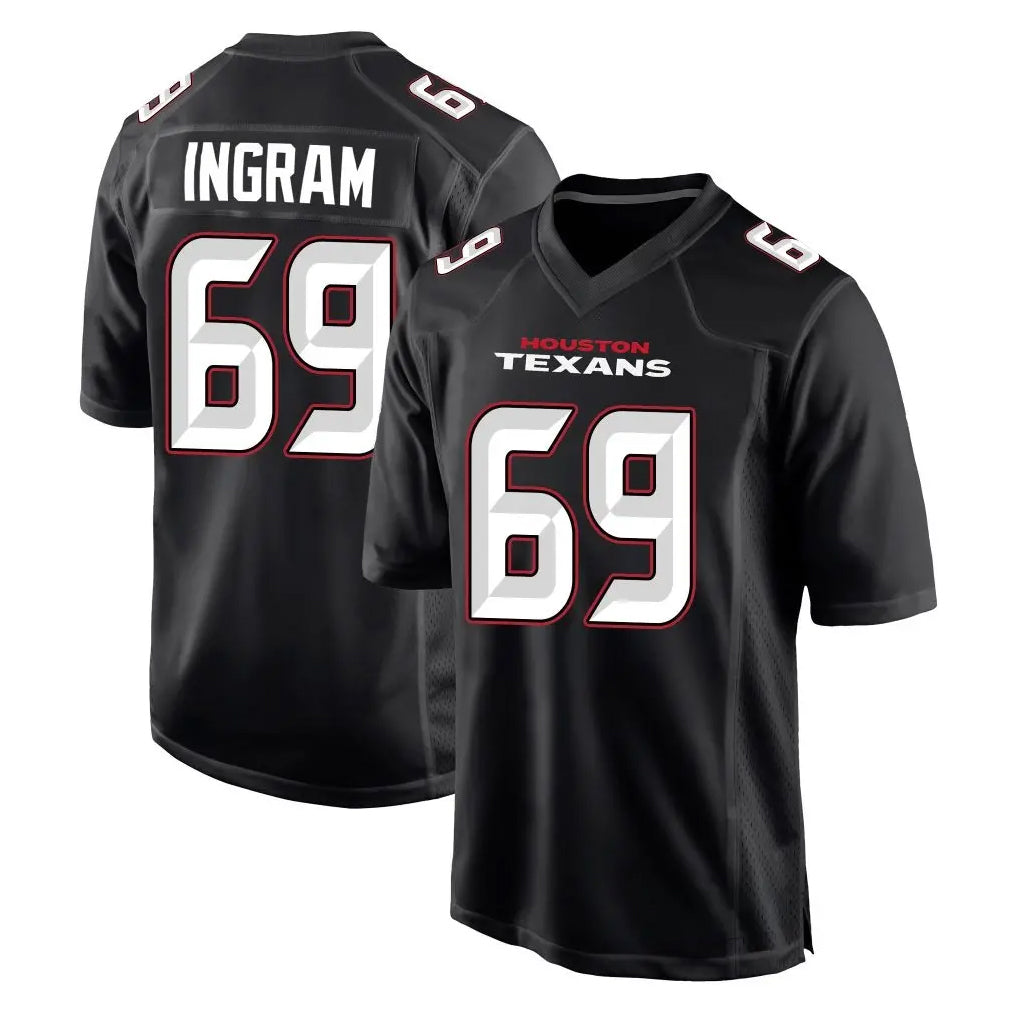 Yuxns H.Texans #69 Ed Ingram Player Carbon Black Fashion Home Game Stitched Jerseys