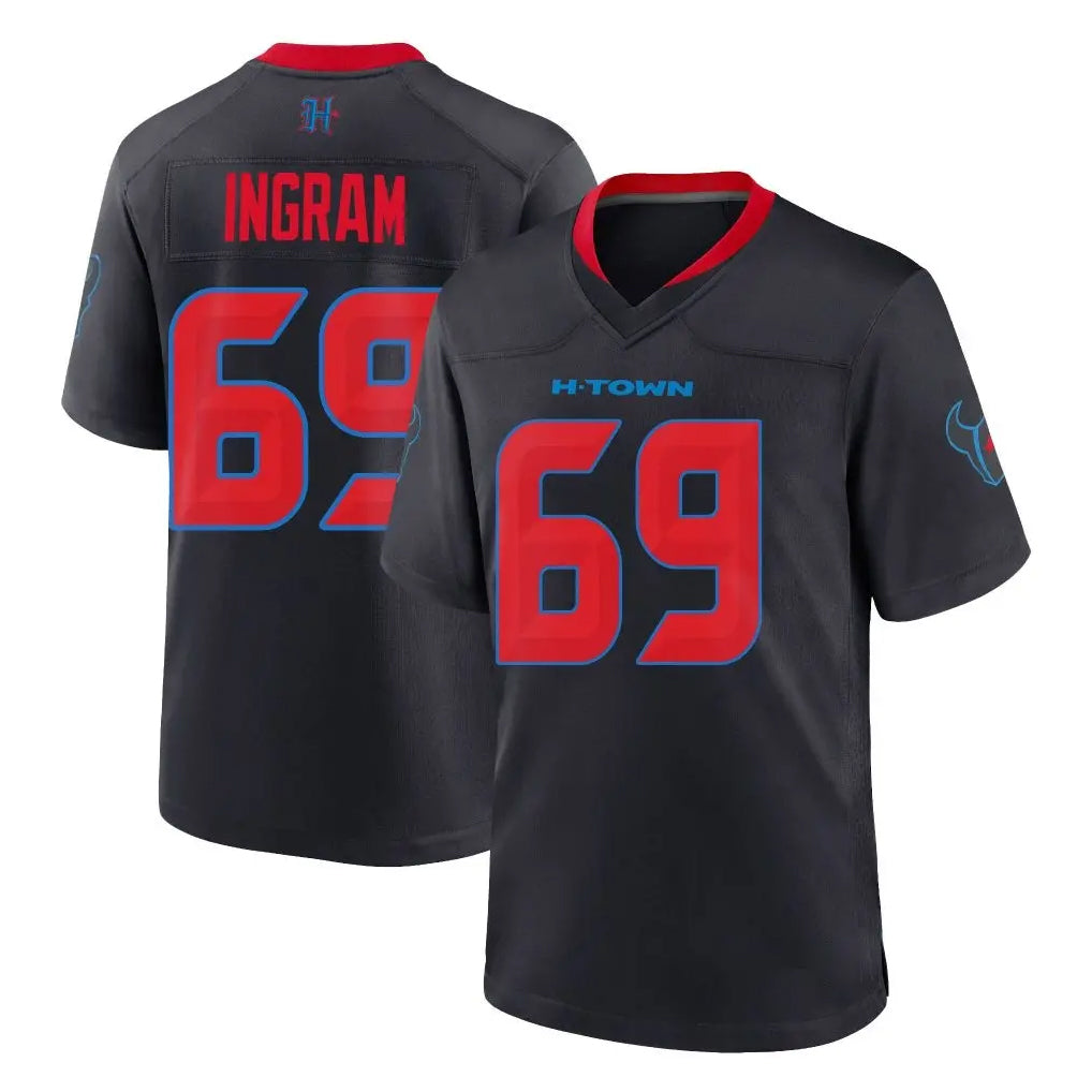 Yuxns H.Texans #69 Ed Ingram Player Navy 2nd Alternate Home Game Stitched Jerseys