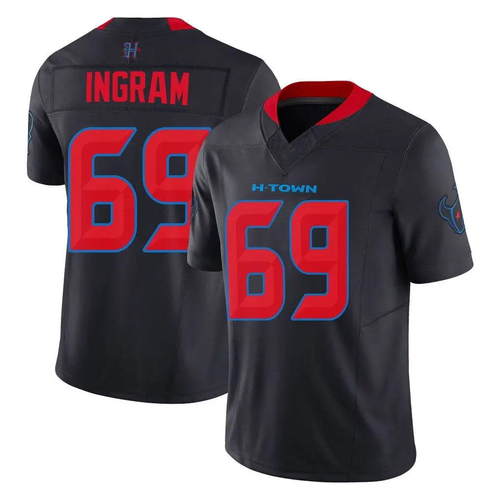 Yuxns H.Texans #69 Ed Ingram Player Navy Limited 2nd Alternate Vapor F.U.S.E. Home Game Stitched Jerseys