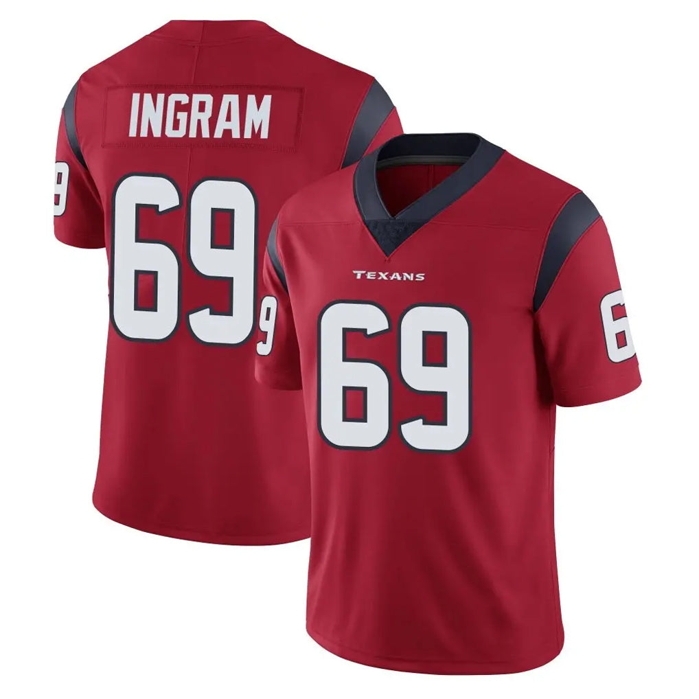 Yuxns H.Texans #69 Ed Ingram Player Red Limited Vapor Untouchable Home Game Stitched Jerseys