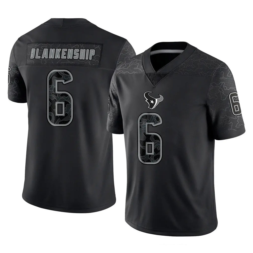 Yuxns H.Texans #6 Reed Blankenship Player Black Reflective Limited Game Stitched Jerseys