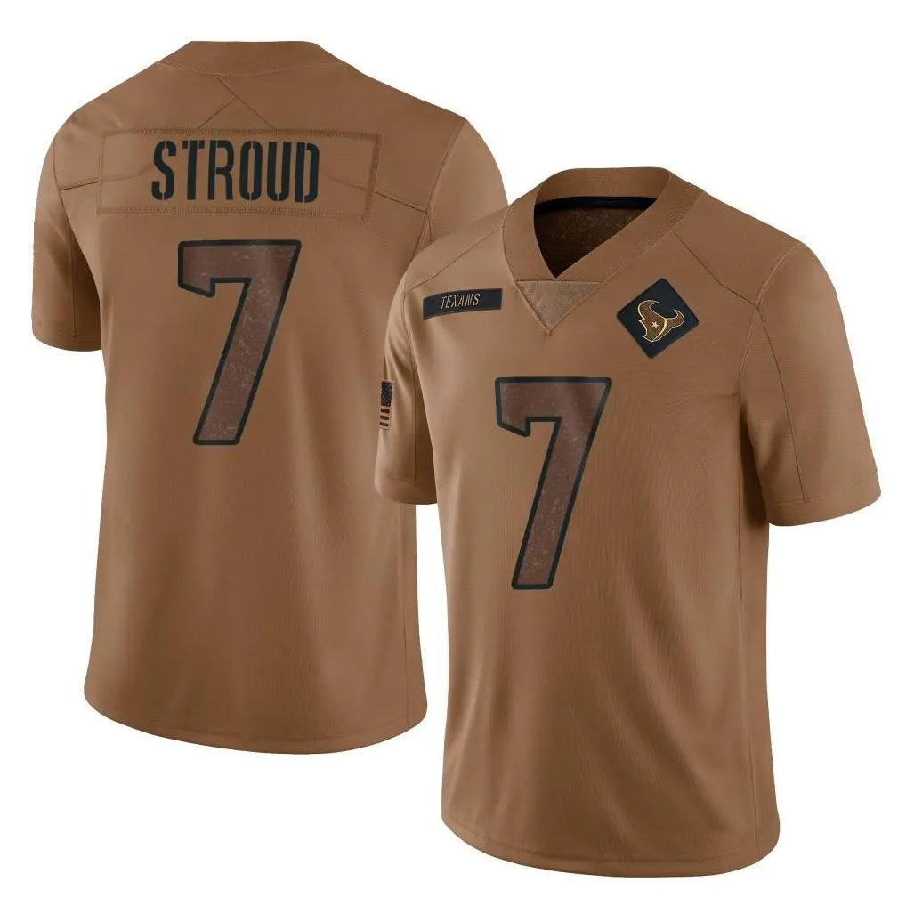 Yuxns H.Texans #7 C.J. Stroud Player Limited Brown Salute To Service Stitched Jerseys