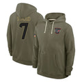 Yuxns H.Texans #7 CJ Stroud Player Olive Salute to Service Pullover Hoodies Limited Stitched Jerseys