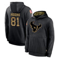Yuxns H.Texans #81 Jayden Higgins Player Black Salute to Service Hoodies Limited Game Stitched Jerseys