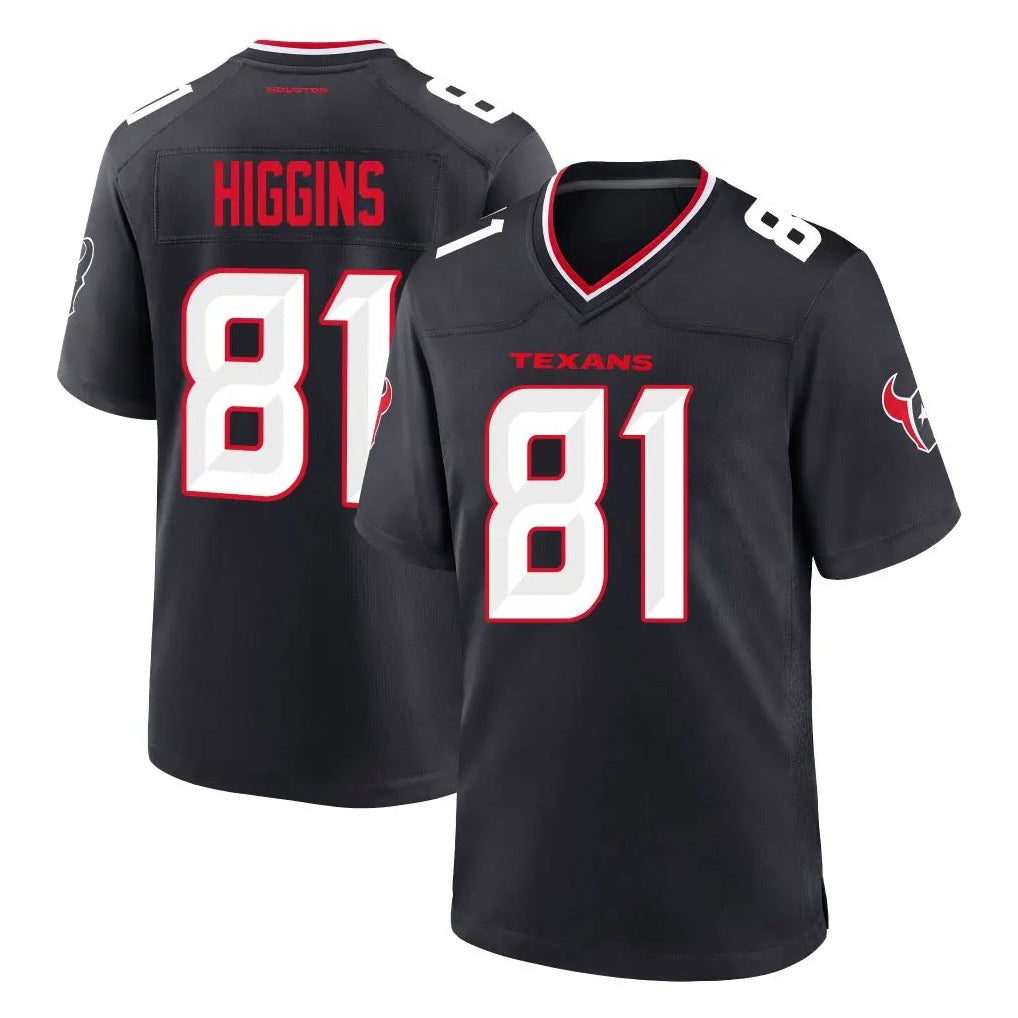 Yuxns H.Texans #81 Jayden Higgins Player Navy Team Home Game Stitched Jerseys