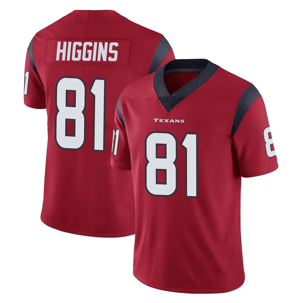 Yuxns H.Texans #81 Jayden Higgins Player Red Limited Vapor Untouchable Home Game Stitched Jerseys