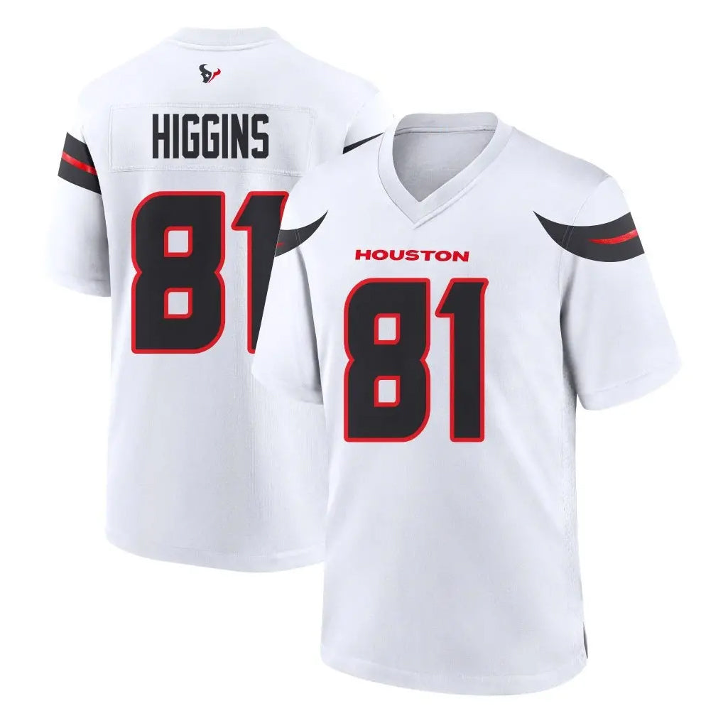 Yuxns H.Texans #81 Jayden Higgins Player White Home Game Stitched Jerseys