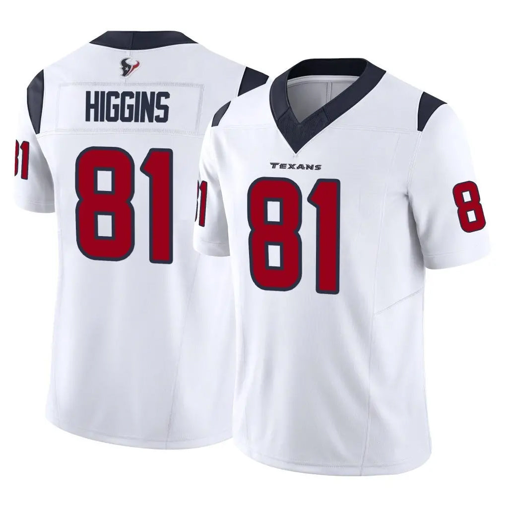 Yuxns H.Texans #81 Jayden Higgins Player White Limited Vapor F.U.S.E. Home Game Stitched Jerseys
