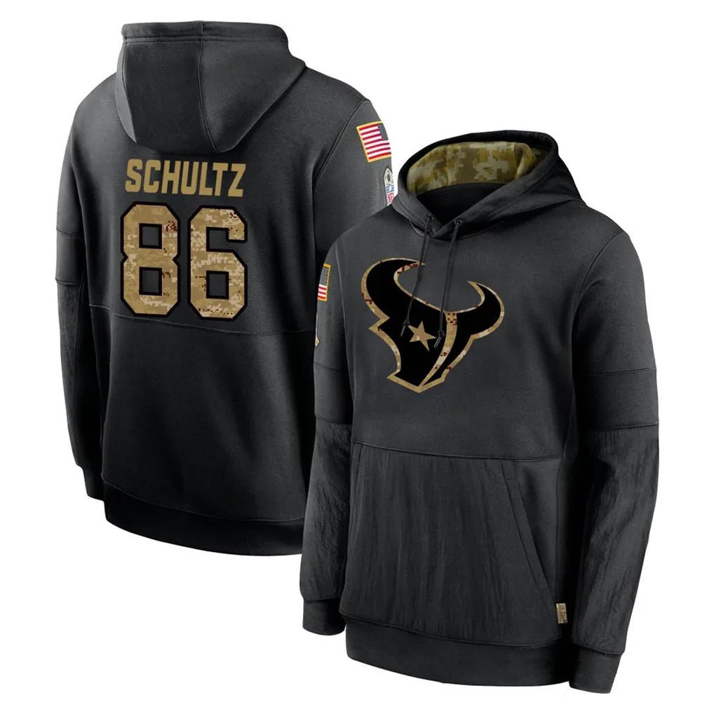 Yuxns H.Texans #86 Dalton Schultz Player Black Salute to Service Hoodies Limited Game Stitched Jerseys