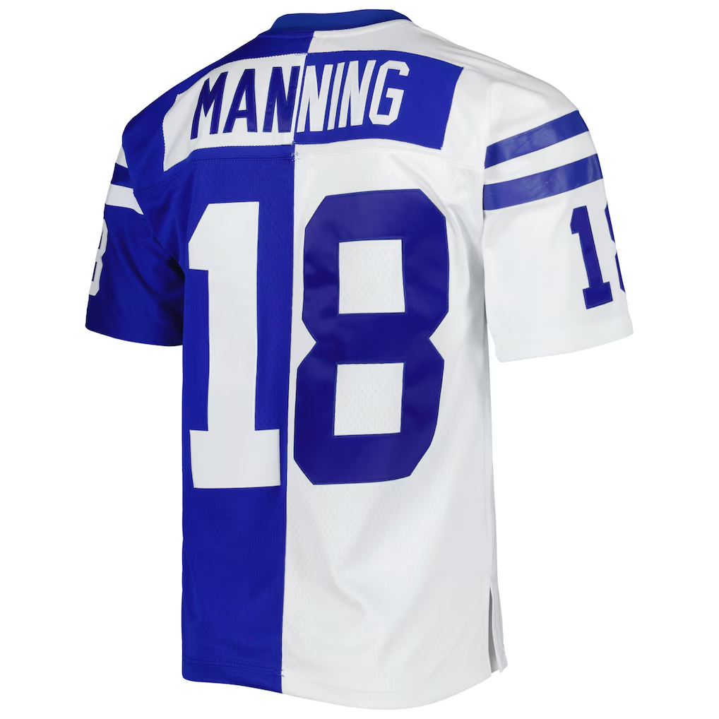 Yuxns I.Colts #18 Peyton Manning Mitchell & Ness RoyalWhite 1998 Split Legacy Replica Puhic Stitched Jerseys
