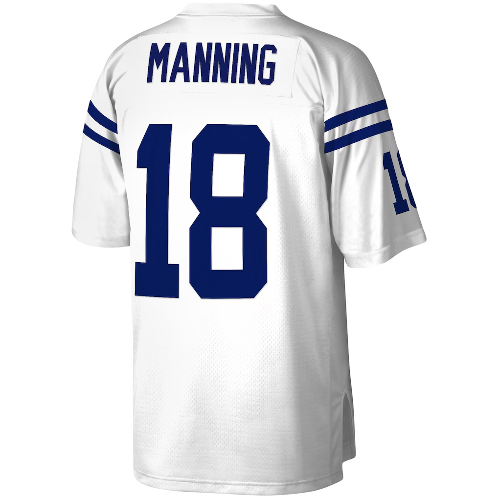 Yuxns I.Colts #18 Peyton Manning Mitchell & Ness White Legacy Replica Jersey